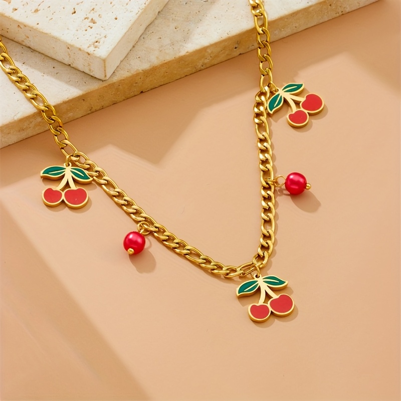 Women's Fashionable Cherry Pendant Necklace